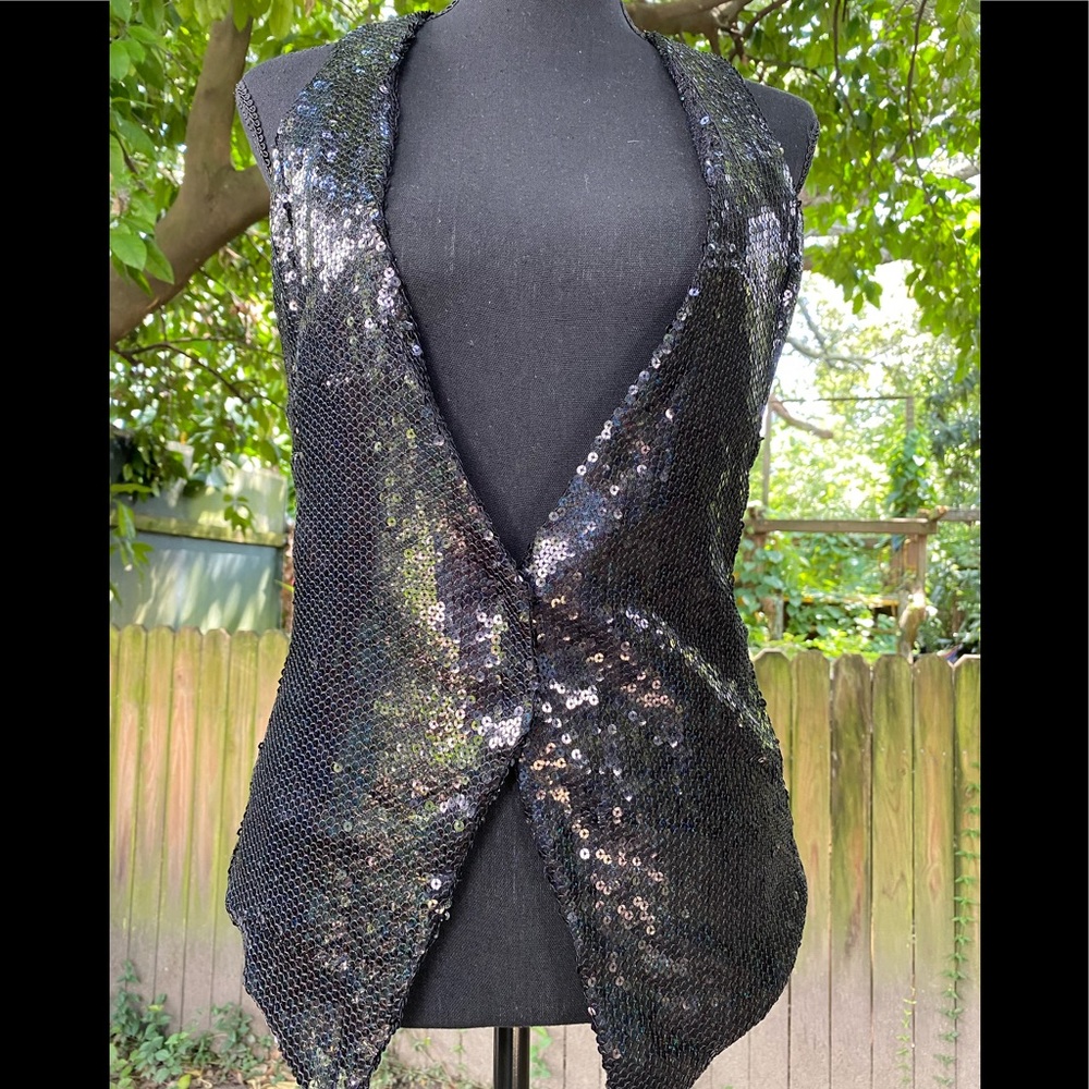 Vintage Black Sequin Vest